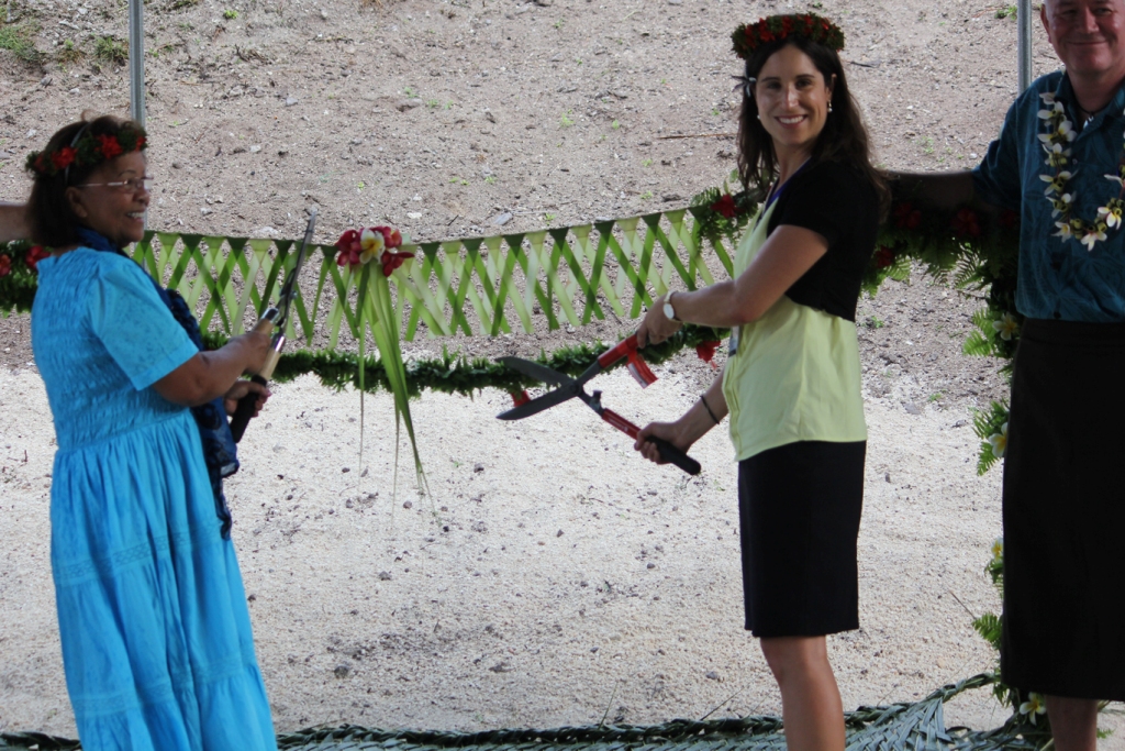 Alexandria Rantino of Australia DFAT cuts the ribbon