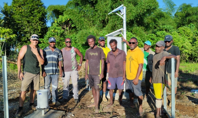 The installation of the satellite in Vanuatu.