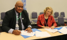 SPREP DG Sefanaia Nawadra and UNEP Executive Director, Inger Andersen. 