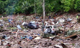 Samoa after the tsunami in 2009 devastated the south coast.