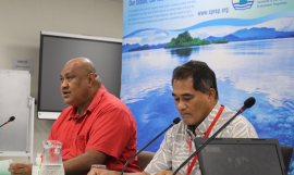 SPREP DG Sefanaia Nawadra and Minister Toeolesulusulu Cedric Schuster 